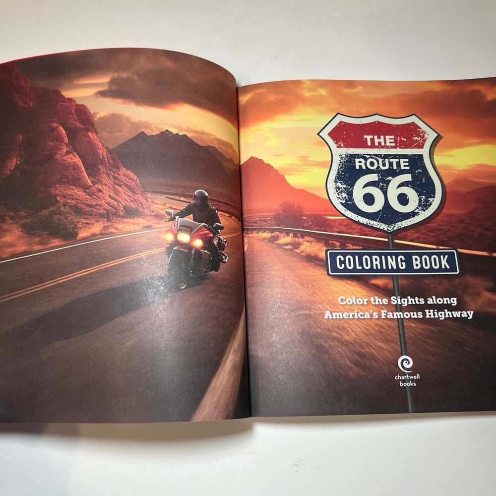 Route 66 Coloring Book Adult Relaxation Cars Roadtrip USA Diners Americana - Picture 13 of 13
